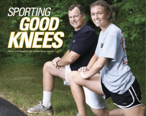 Father and daughter get custom knee repairs.