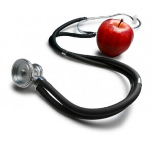 stethoscope and an apple